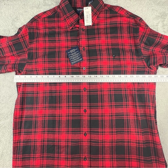 Roundtree & Yorke Portuguese Flannel Shirt Mens Size LT Tall Plaid Red Black NWT - Picture 9 of 12